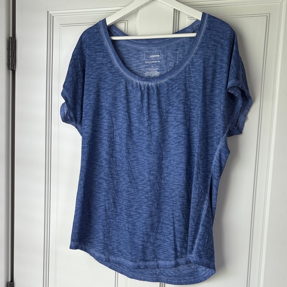 Sonoma Goods for Life Sun Washed Women's Blue Top cotton large